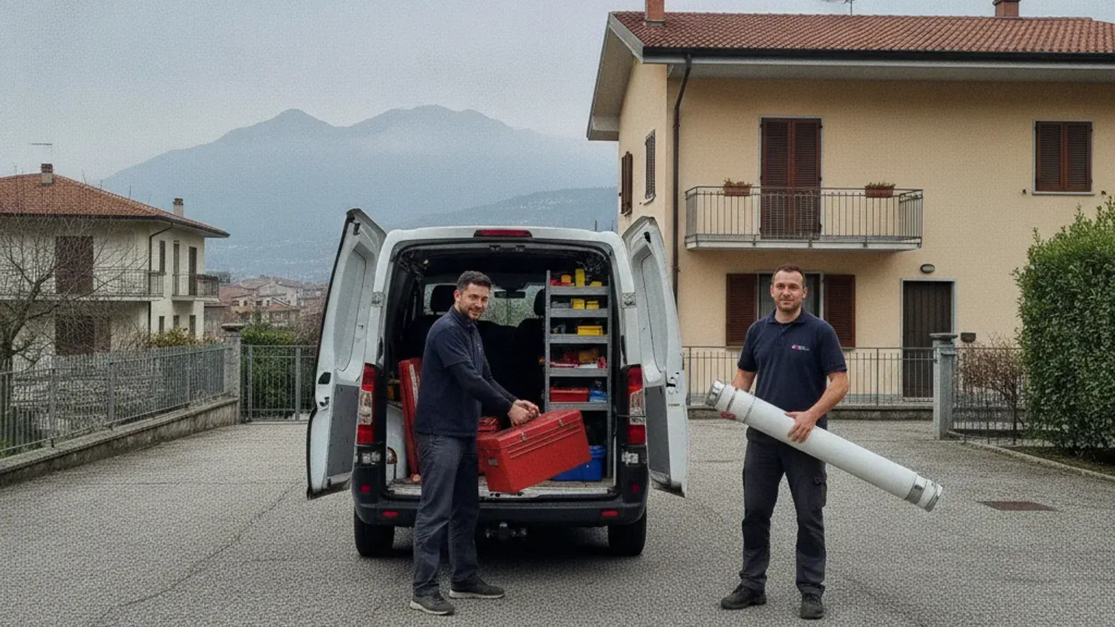 Tecnici di Assistenza Caldaie Varese con il furgone del servizio